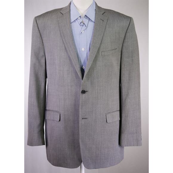 Joseph Abboud Gray Herringbone Woven Silk Wool 2-Btn Sportcoat Blazer 44R - Picture 2 of 9